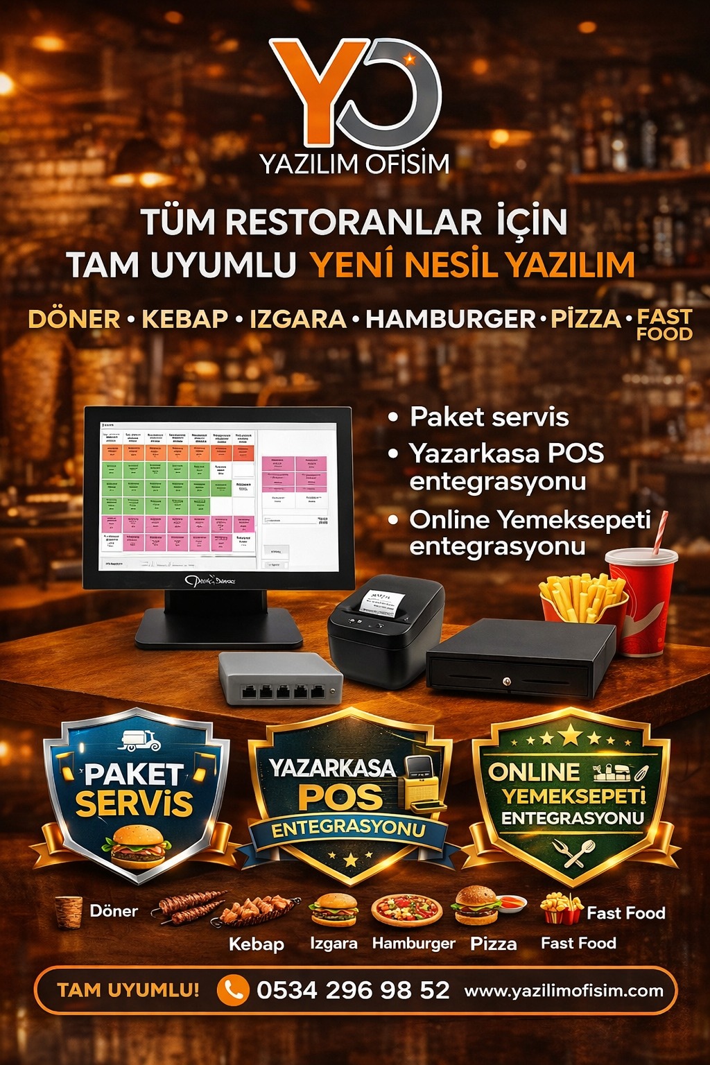 Restoran paket servis, yazarkasa POS ve online sipariş entegrasyon sistemi